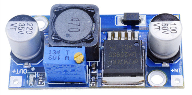 Close-up of the DC-DC converter board